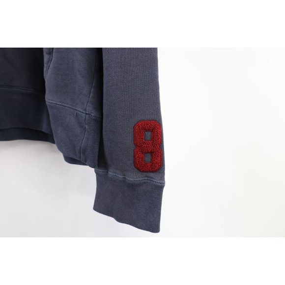 Vintage Abercrombie & Fitch Mens Small Faded Spell Out Heavyweight Hoodie Blue - Picture 4 of 11